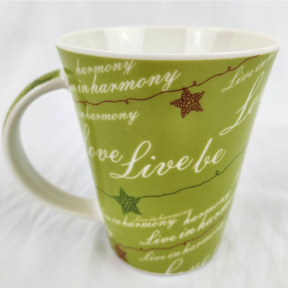 ☕️Vintage Starbucks 2005 Lime Green Holiday Live in Harmony Love, Live, Be 12oz